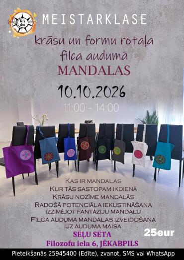 Meistarklase “Krāsu un formu rotaļa filca audumā - mandalas”